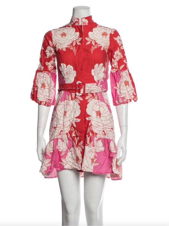 FARM Rio Dresses & Skirts - FARM Rio Red and Pink Floral Belted Mini Dress